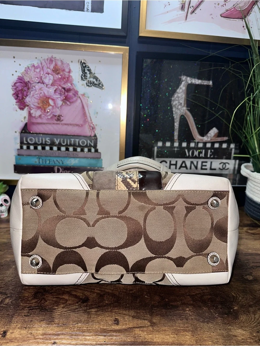 Coach Hamptons Signature Patchwork Python Stripe Tote (2006)